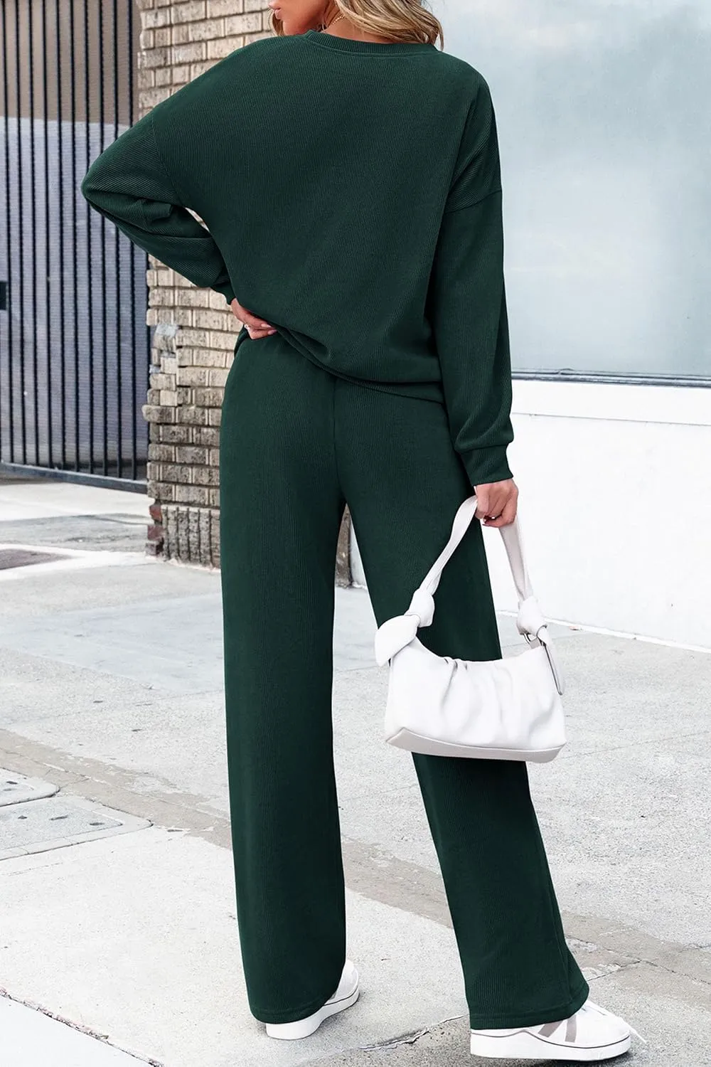 PRETTYGARDEN Women's 2 Piece Outfits 2024 Winter Fashion Tracksuits Long Sleeve Pullover Tops Straight Leg Pants Lounge Sets