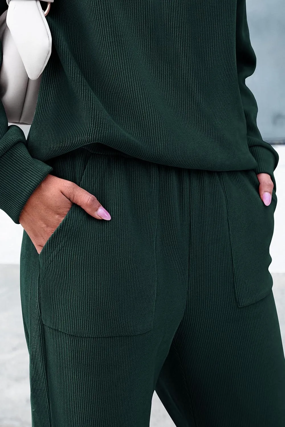 PRETTYGARDEN Women's 2 Piece Outfits 2024 Winter Fashion Tracksuits Long Sleeve Pullover Tops Straight Leg Pants Lounge Sets