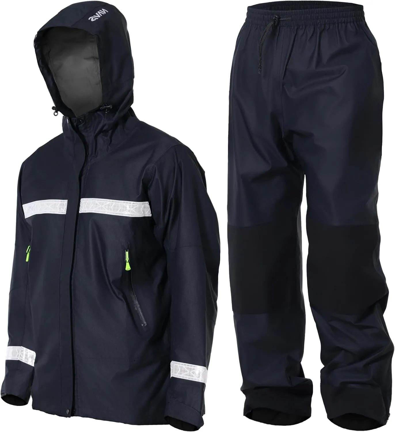 PRO Rain Suit-Waterproof Reflective Jacket & Elastic Pants Combo,Lightweight Breathable Foul Weather Gear