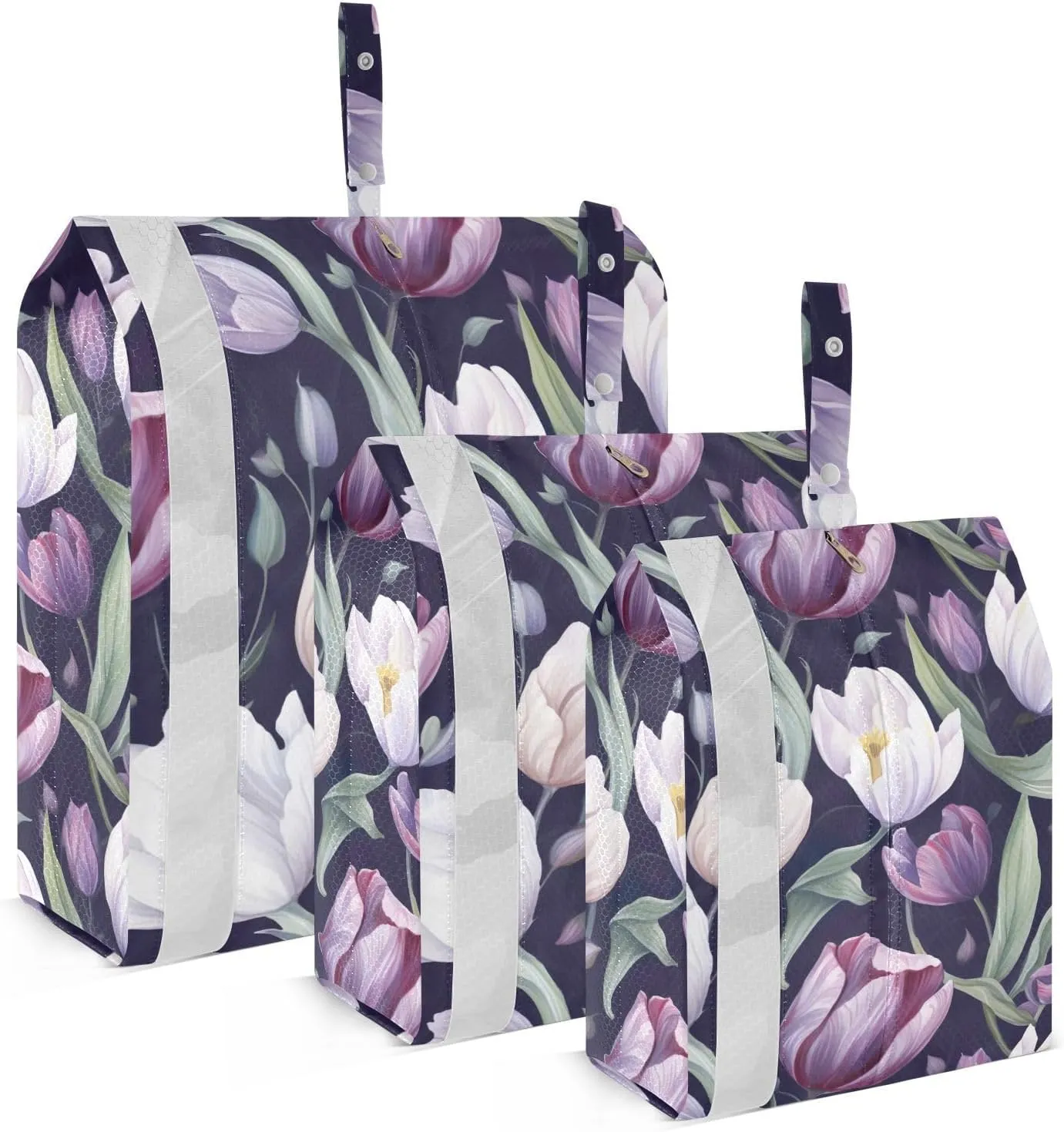Purple Tulips Packing Cubes for Suitcases 3 Set Lightweight Compression Luggage Packing Organizers for Carry on Suitcase Travel Accessories Luggage Organizer Bags Set