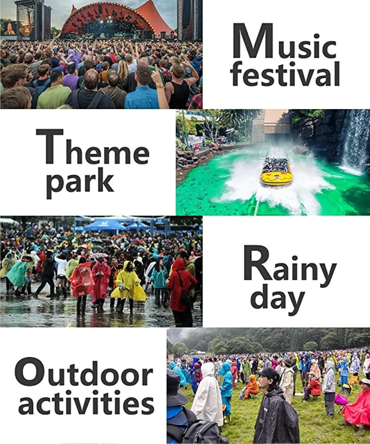 Rain Coat Poncho for Adult, 2 Pack Women Men Reusable Raincoats Emergency with Hood and Drawstring