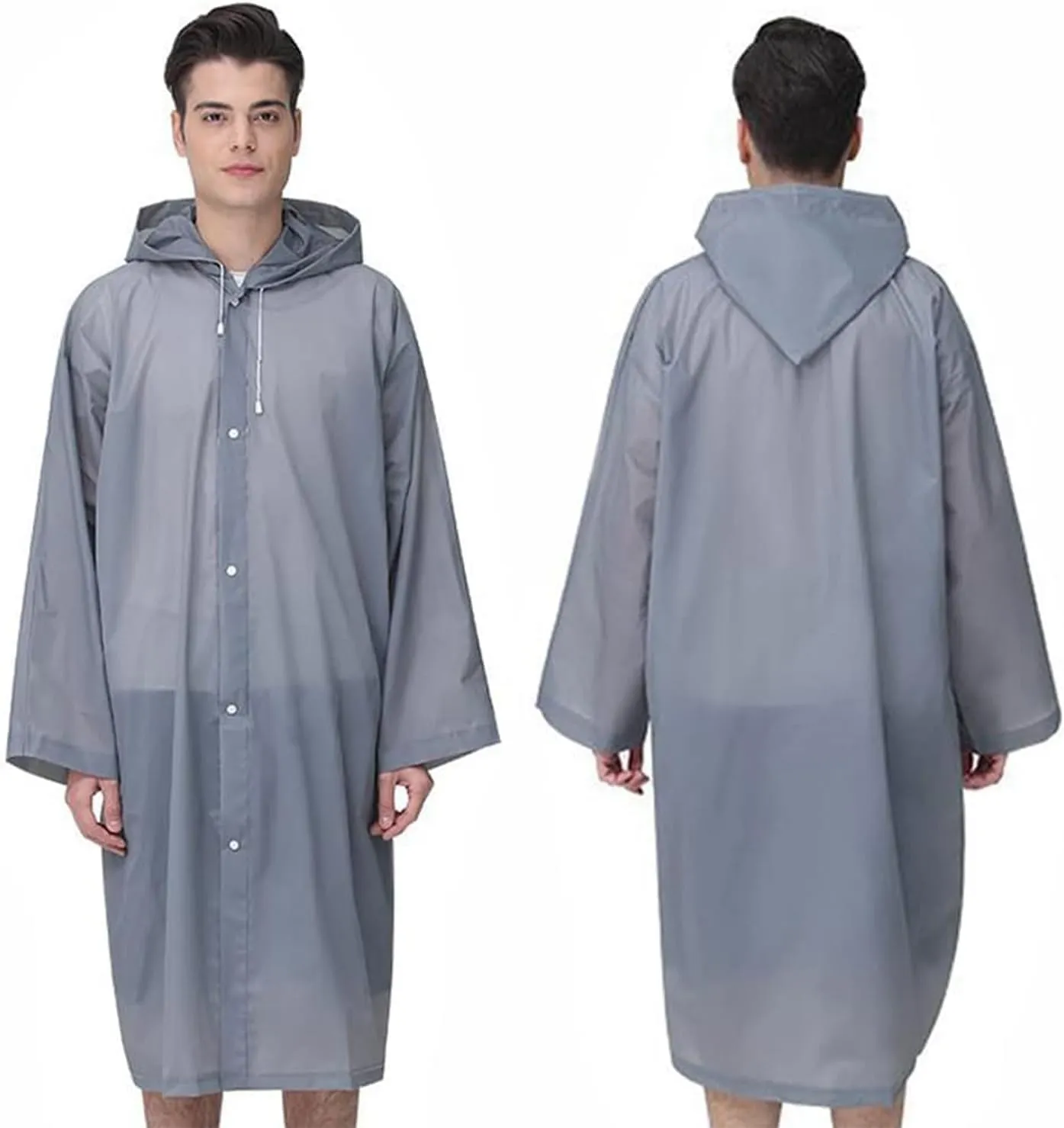 Rain Coat Poncho for Adult, 2 Pack Women Men Reusable Raincoats Emergency with Hood and Drawstring