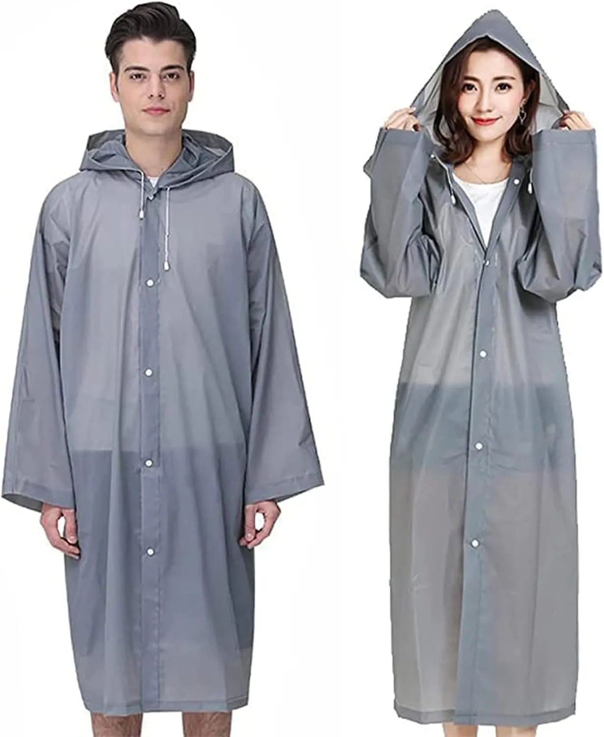 Rain Coat Poncho for Adult, 2 Pack Women Men Reusable Raincoats Emergency with Hood and Drawstring