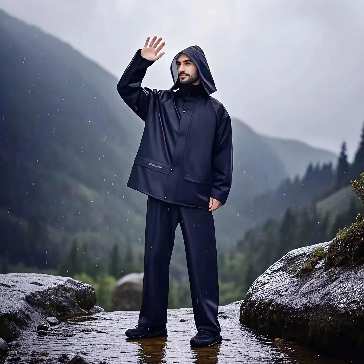Rain Suit Waterproof Jacket and Trouser Suit Raincoat for Men and Women Outdoor All-Sport