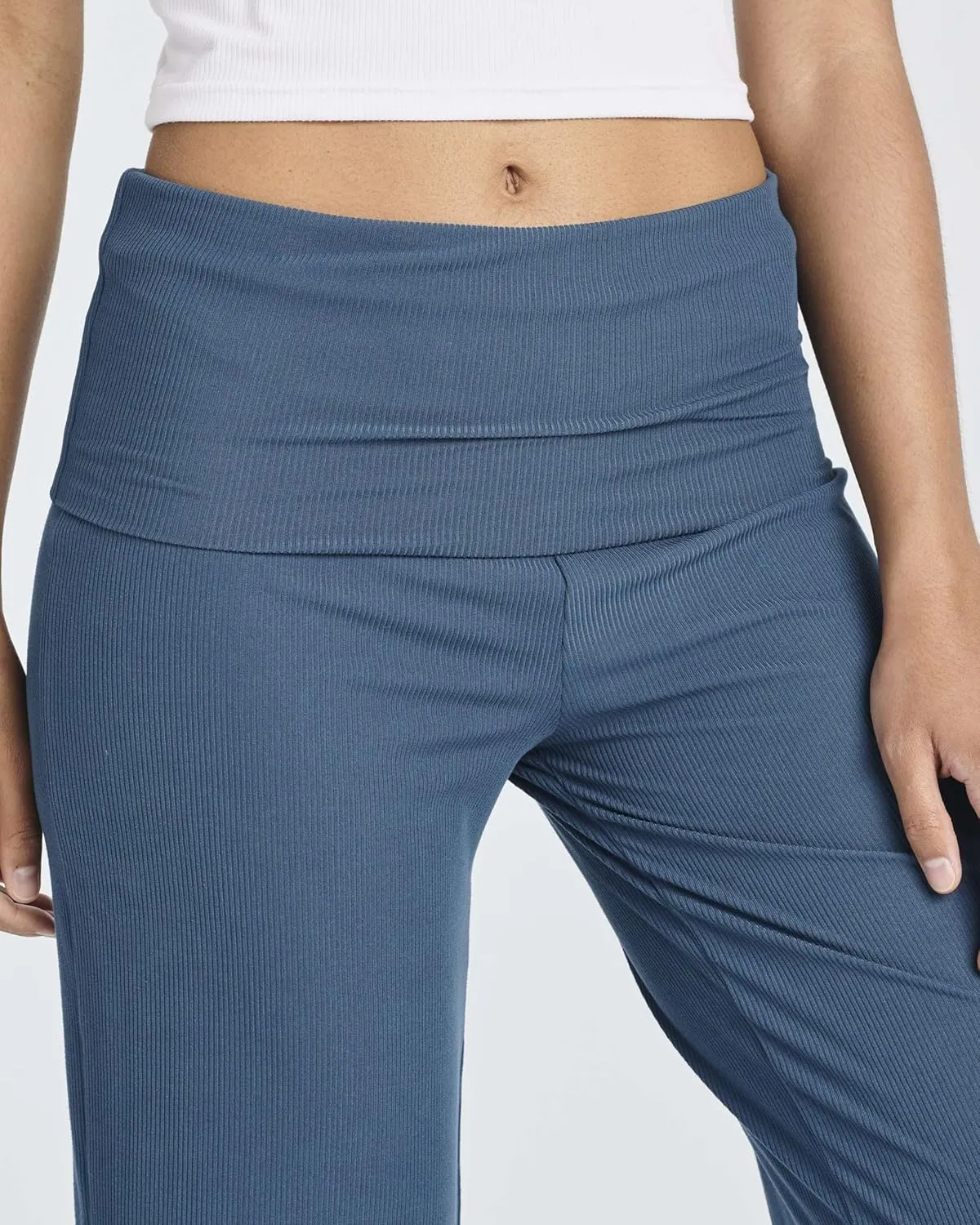 Real Essentials 3 Pack: Women's Ribbed Foldover Wide Leg Loose Capri Open Bottom Yoga Lounge Pants (Available in Plus)