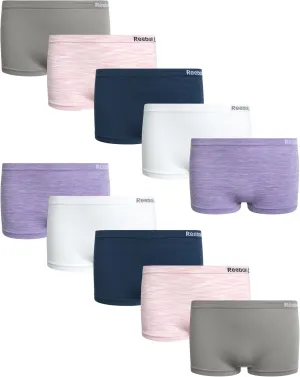 Reebok Girls Boyshorts Underwear - 10 Pack Soft Seamless Boyshort Panties Breathable Girls Underwear (Sizes: 6-16)