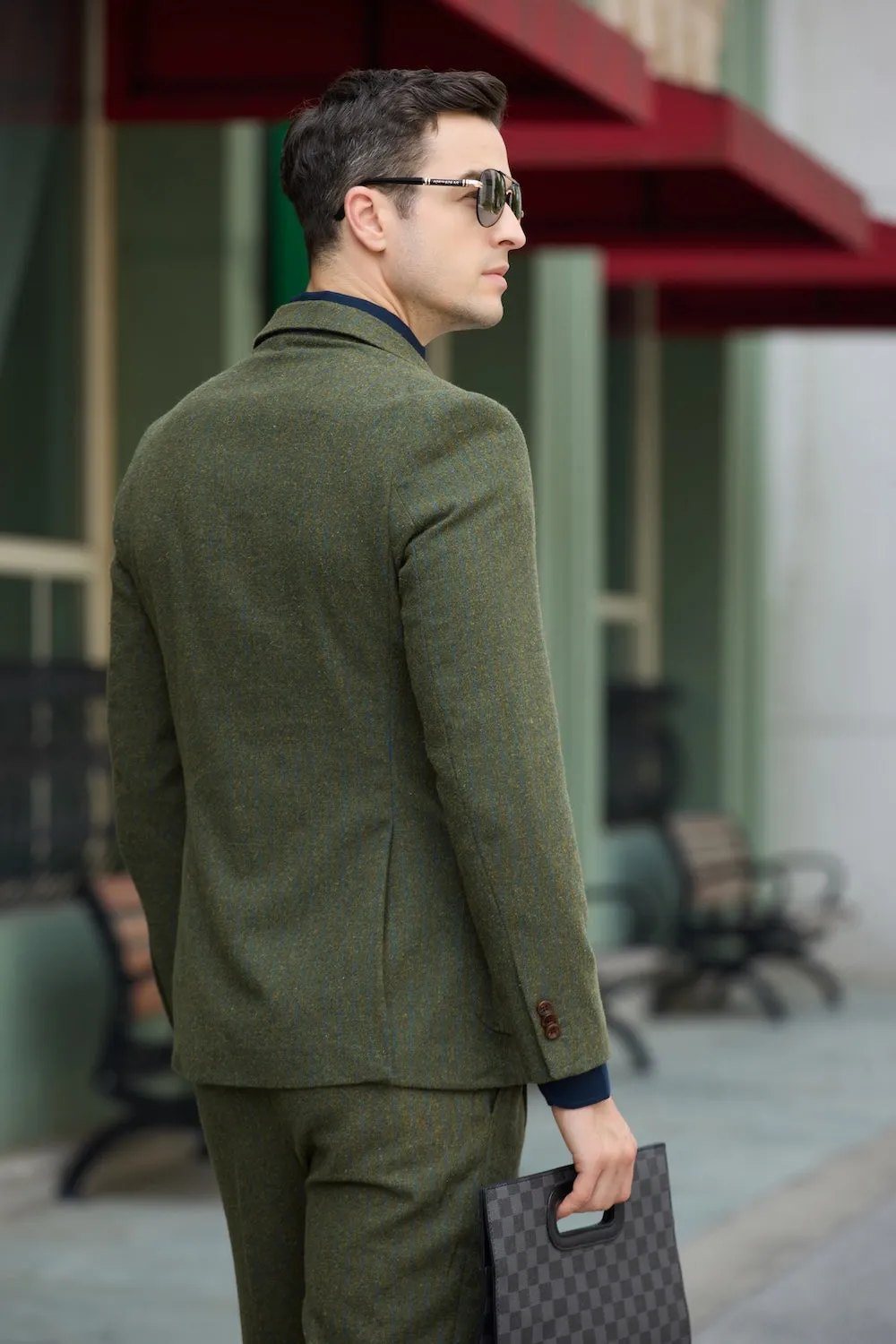 Retro Tweed Woollen Herringbone 2 Pieces Mens Suits 2797