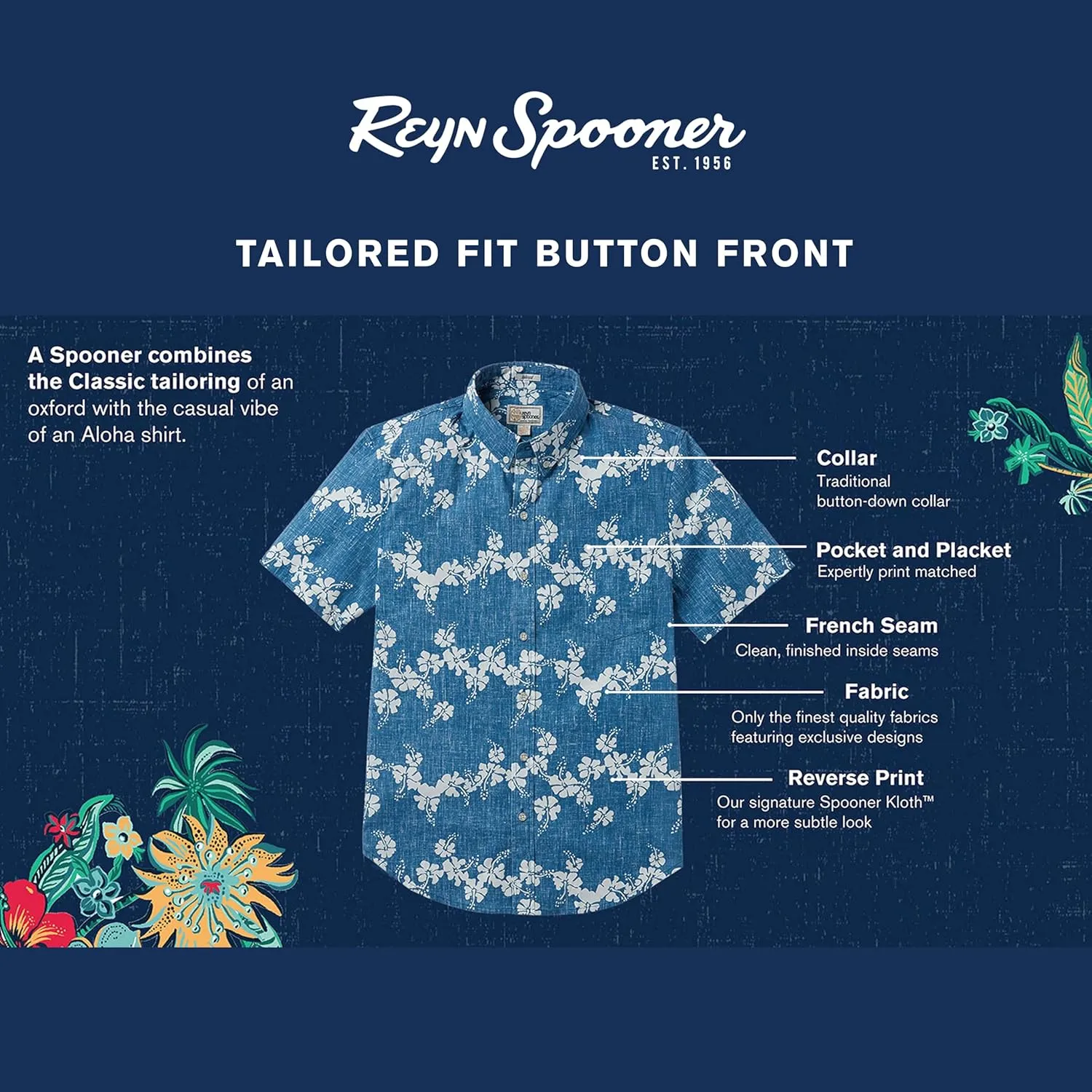 Reyn Spooner Floral Hawaiian Aloha Shirt - Tailored Button Front