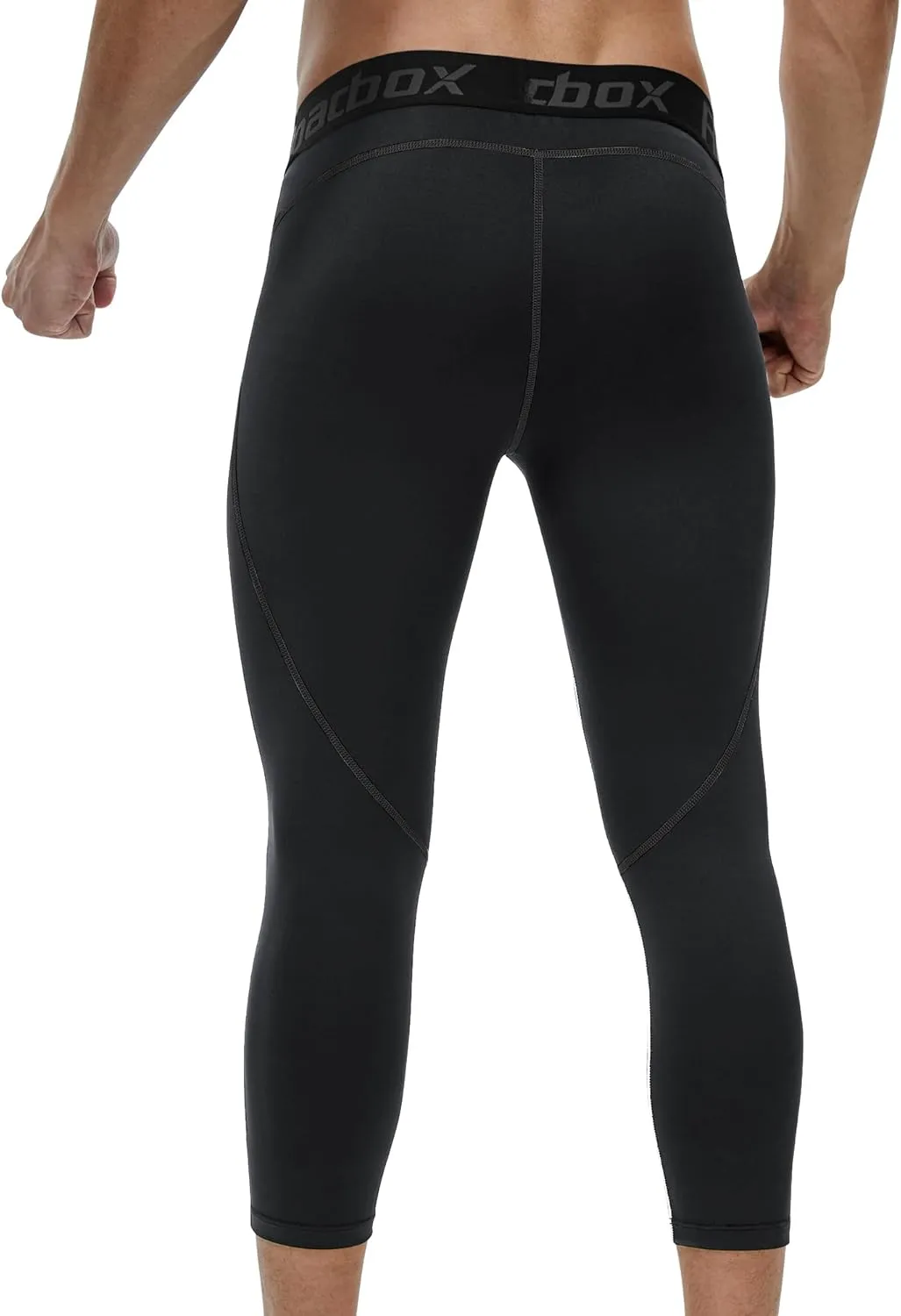 Roadbox 2 Pack Men's 3/4 Compression Pants, Athletic Basketball Workout Tights Leggings, Sport Running Spandex Base Layer