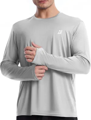 Roadbox Men's UPF 50  UV Sun Protection Shirts, SPF Long Sleeve Lightweight Water Swim Rash Guard for Fishing Running Hiking