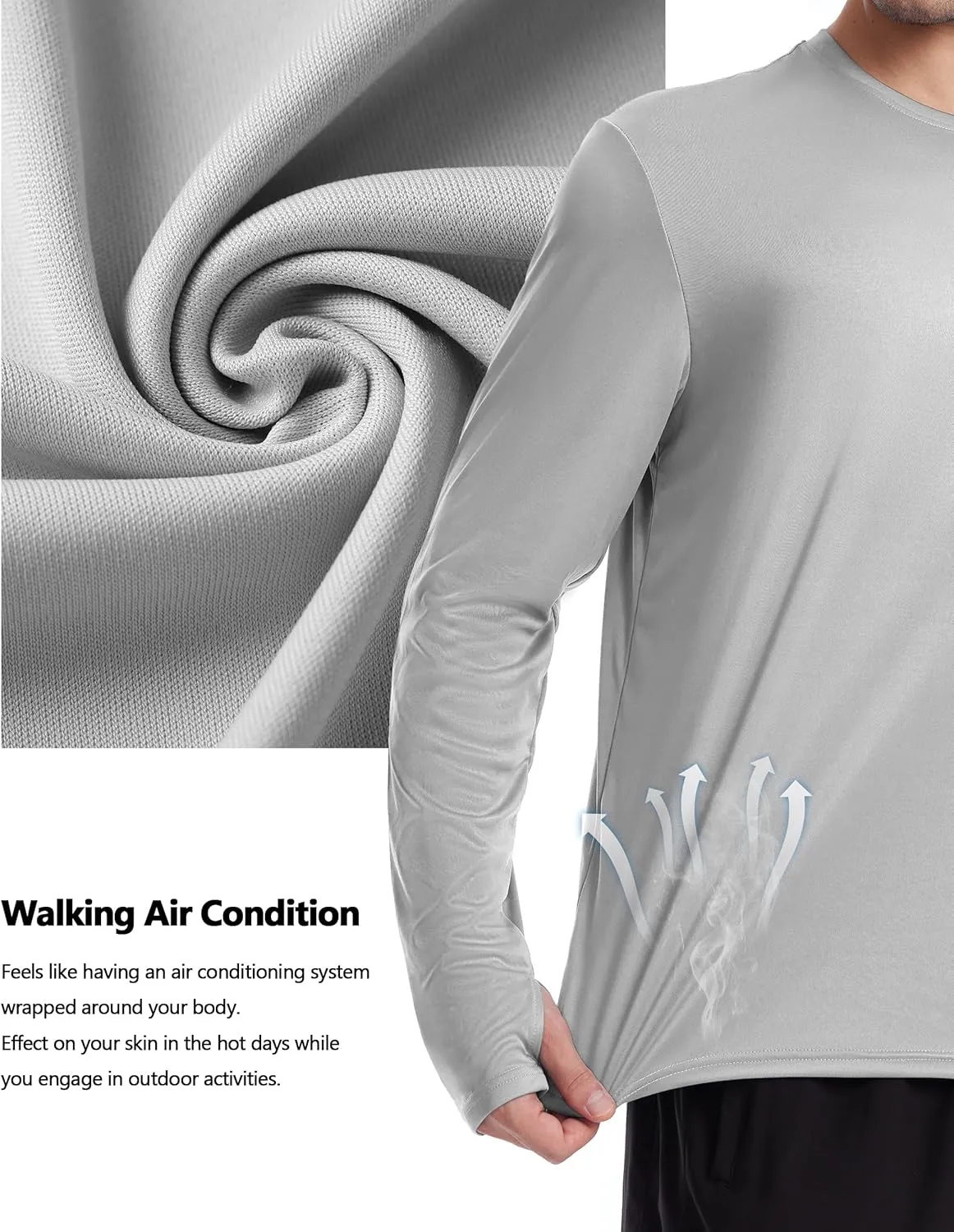 Roadbox Men's UPF 50  UV Sun Protection Shirts, SPF Long Sleeve Lightweight Water Swim Rash Guard for Fishing Running Hiking