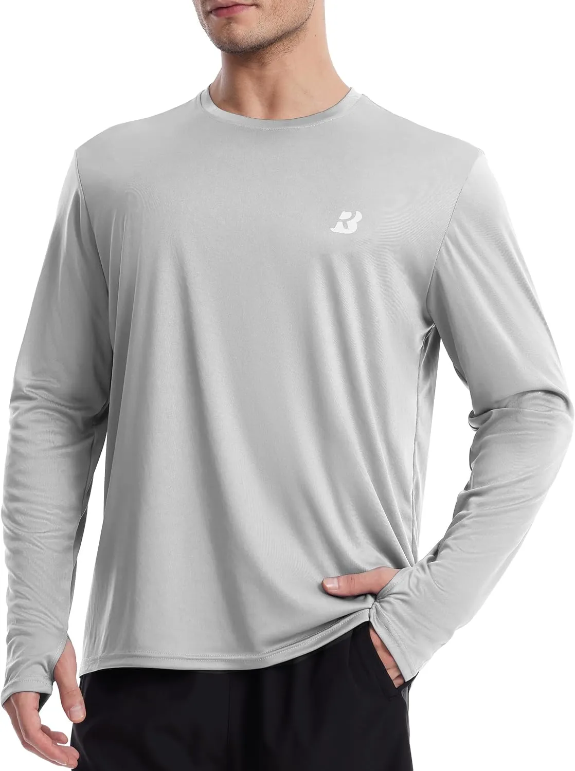 Roadbox Men's UPF 50  UV Sun Protection Shirts, SPF Long Sleeve Lightweight Water Swim Rash Guard for Fishing Running Hiking