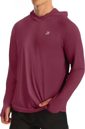 Roadbox UPF 50  Fishing Shirts for Men, Long Sleeve UV Protection Sun Hoodie, Swim Rash Guard for Hiking Running Workout