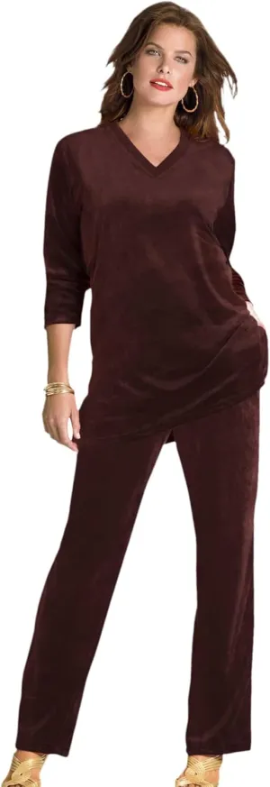 Roaman's Women's Plus Size Velour Jogger Set