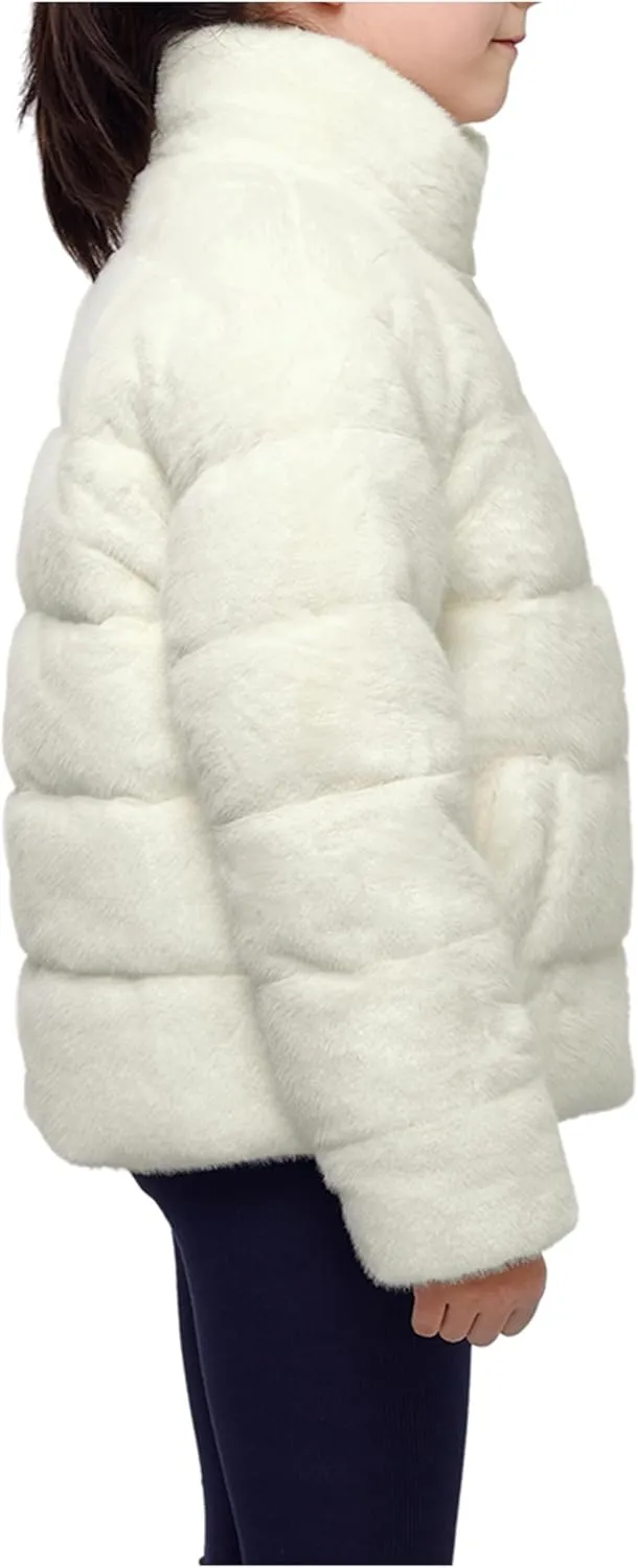 Rokka&Rolla Girls' Fuzzy Shaggy Puffer Jacket Winter Coat