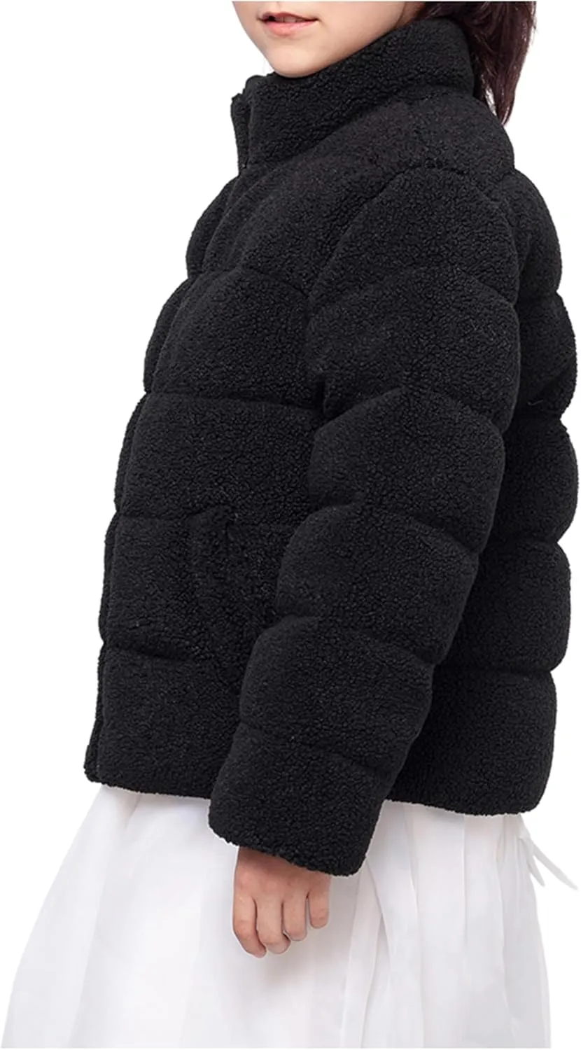 Rokka&Rolla Girls' Fuzzy Shaggy Puffer Jacket Winter Coat