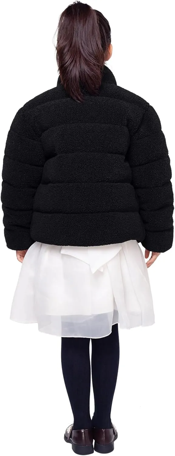 Rokka&Rolla Girls' Fuzzy Shaggy Puffer Jacket Winter Coat