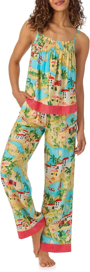 Room Service Womens Pajama Sets, Lightweight Smocked Cami with Long Pant 2 Piece Lounge Sets for Women