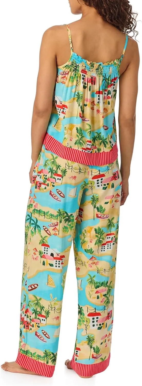 Room Service Womens Pajama Sets, Lightweight Smocked Cami with Long Pant 2 Piece Lounge Sets for Women