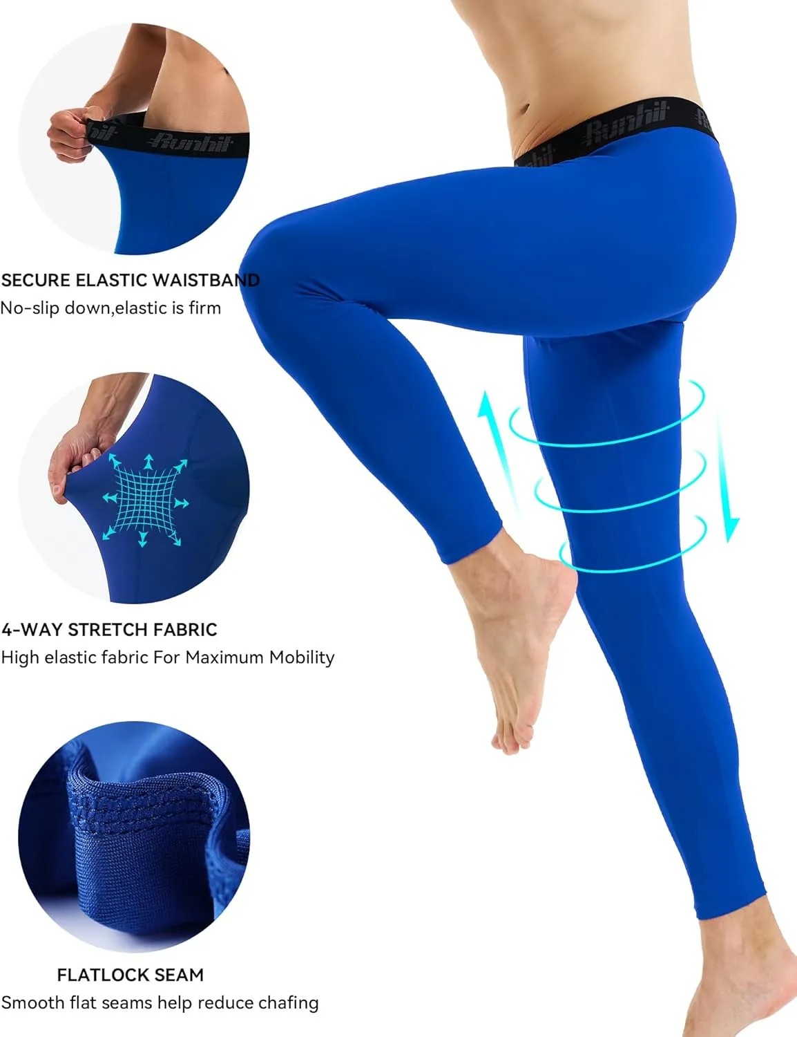 Runhit Mens Compression Pants Running Tights Workout Leggings Athletic Base Layer Pants for Sports Yoga Basketball