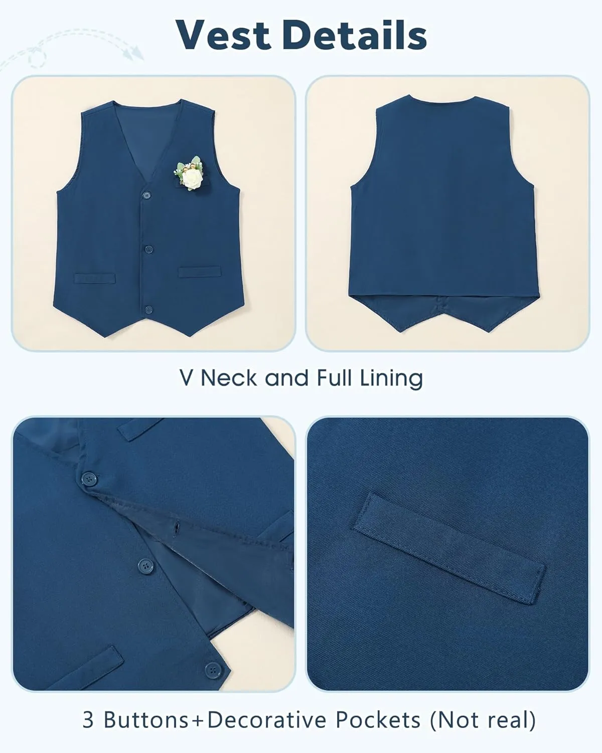 SANMIO Toddler Boy Suits Dress Clothes Formal Slim Fit Suit Set 6 Piece Gentleman Wedding Outfit Dresswear Vest Set 2-8 Years