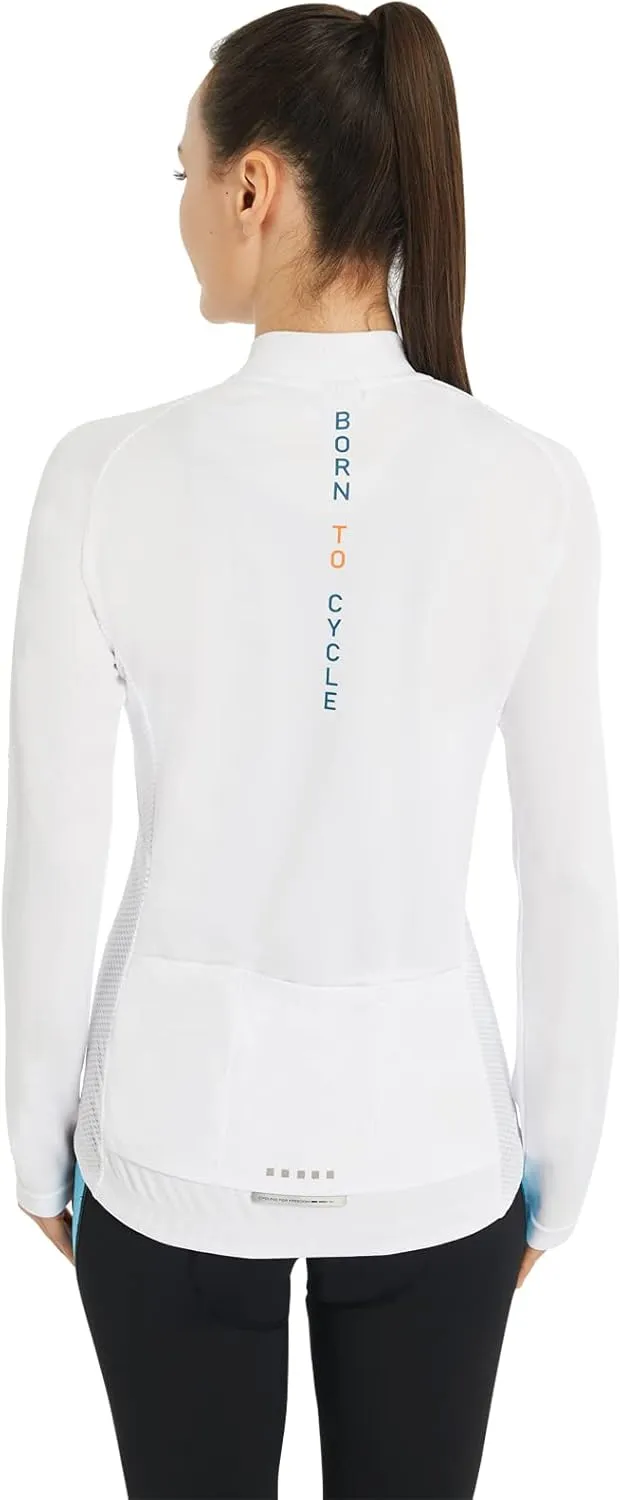 Santic Cycling Jersey Women's Long Sleeve Tops Bike Shirts Bicycle Jacket with Pockets
