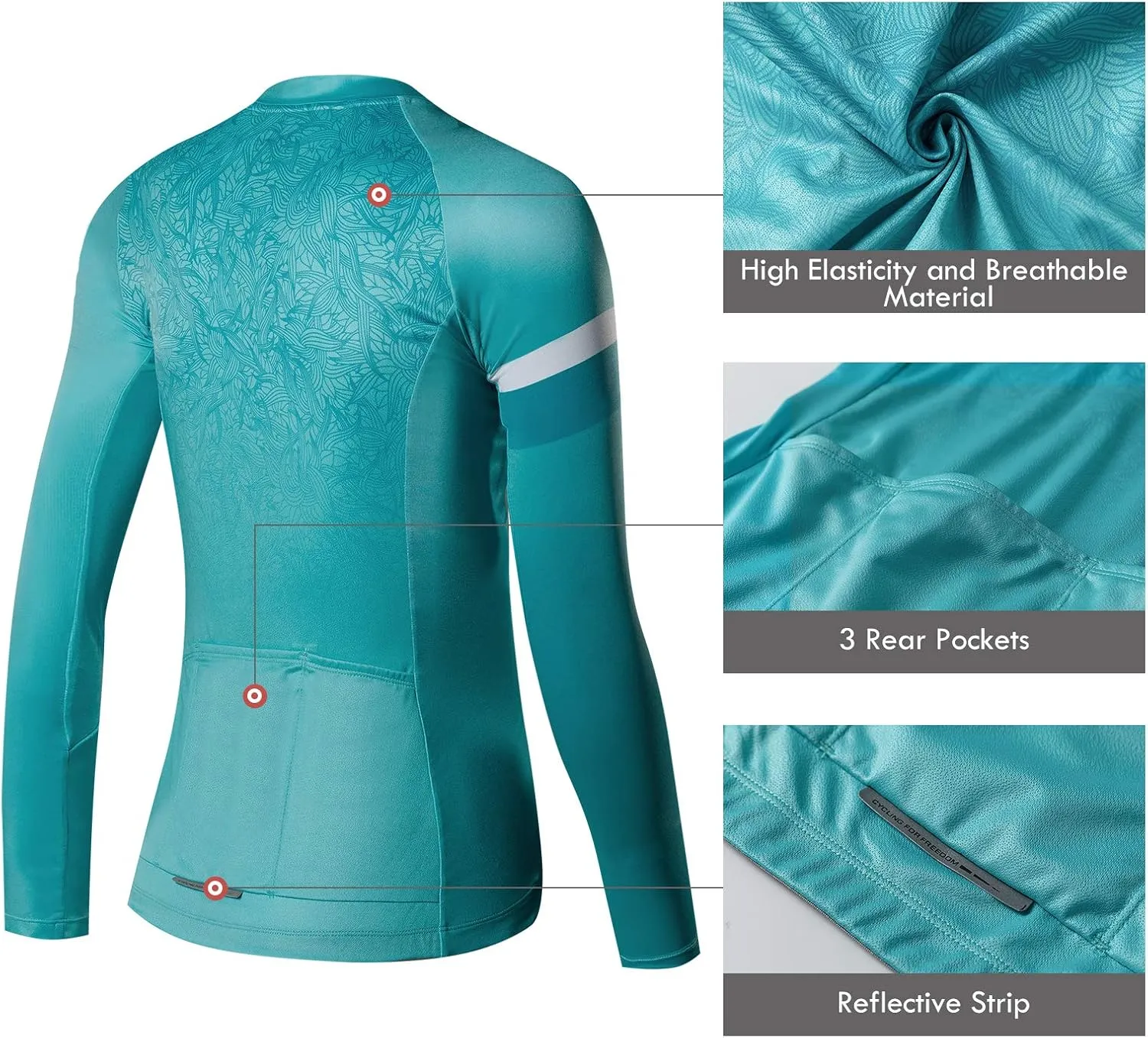 Santic Cycling Jersey Women's Long Sleeve Tops Bike Shirts Bicycle Jacket with Pockets