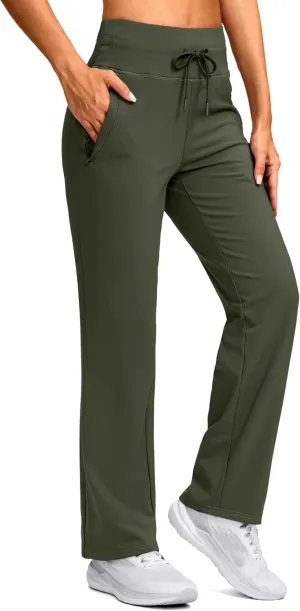 SANTINY Women's Fleece Lined Pants 29" Winter Warm Sweatpants Water Resistant Snow Ski Hiking Pants with Zipper Pockets