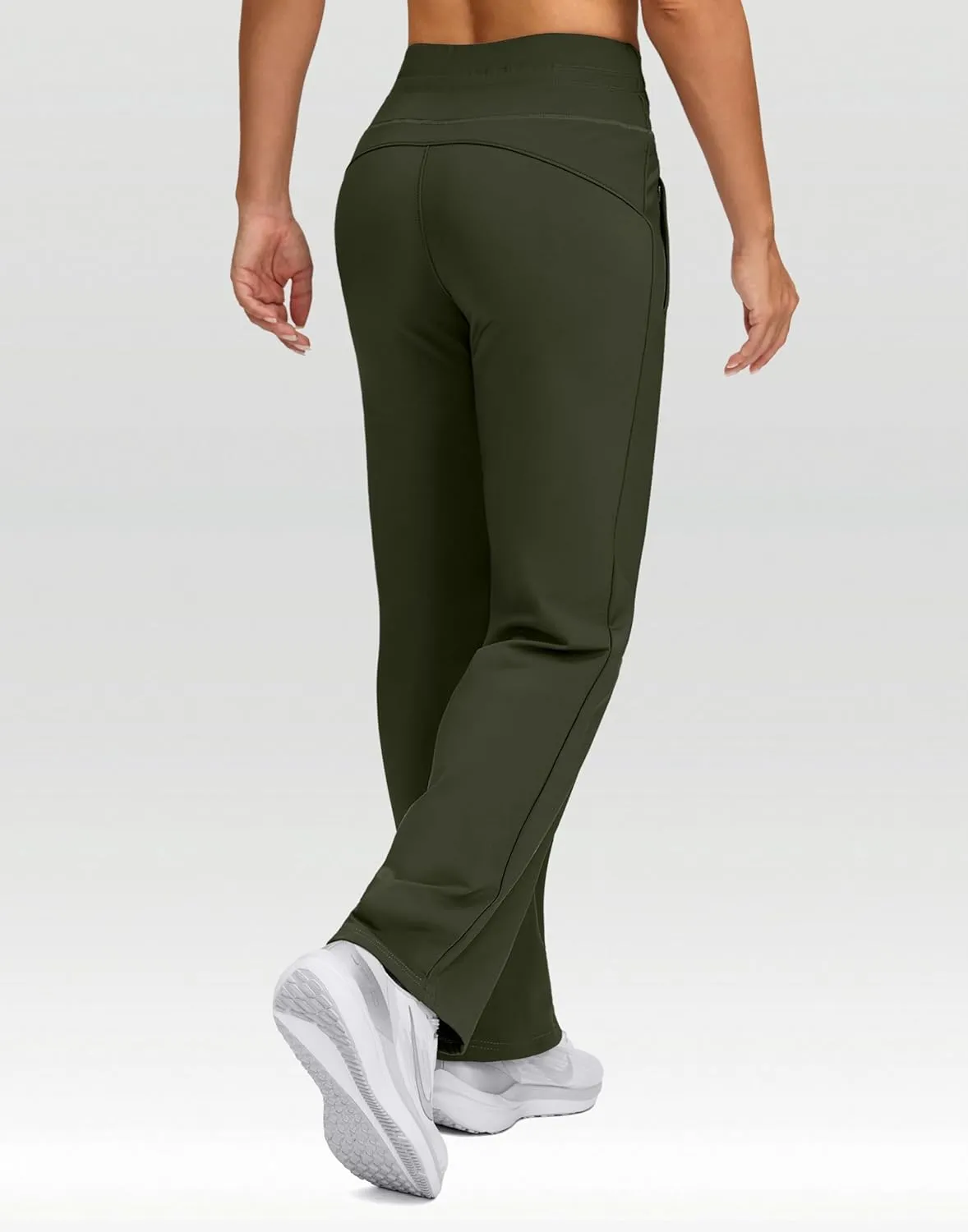SANTINY Women's Fleece Lined Pants 29" Winter Warm Sweatpants Water Resistant Snow Ski Hiking Pants with Zipper Pockets