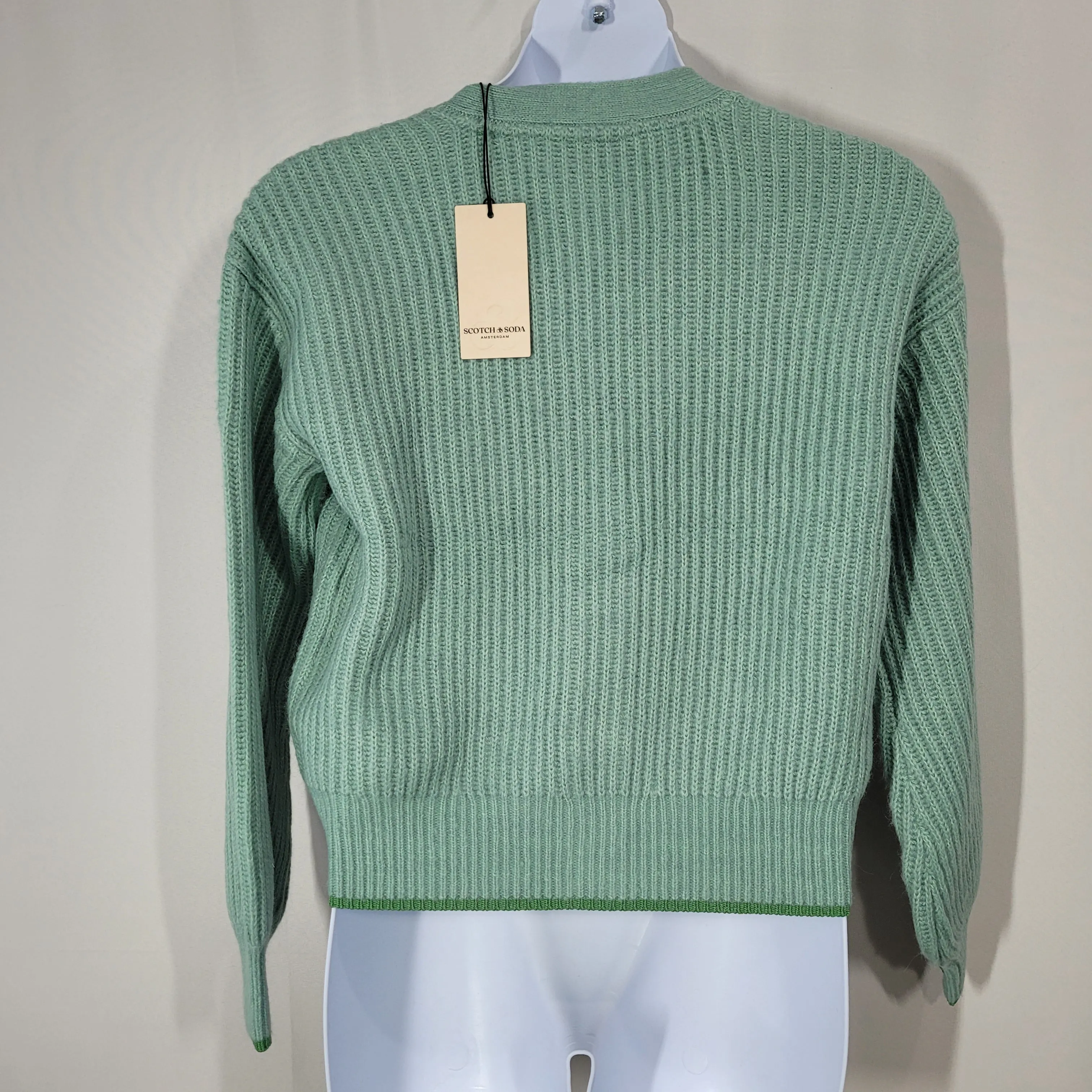 Scotch & Soda Mint Green Cotch & Oda Fuzzy Cardigan Woan Large