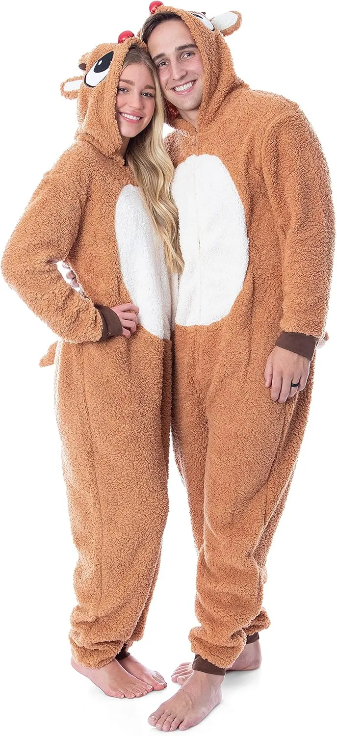 Seven Times Six Rudolph The Red-Nosed Reindeer Adult Sherpa Fleece Union Suit Pajama