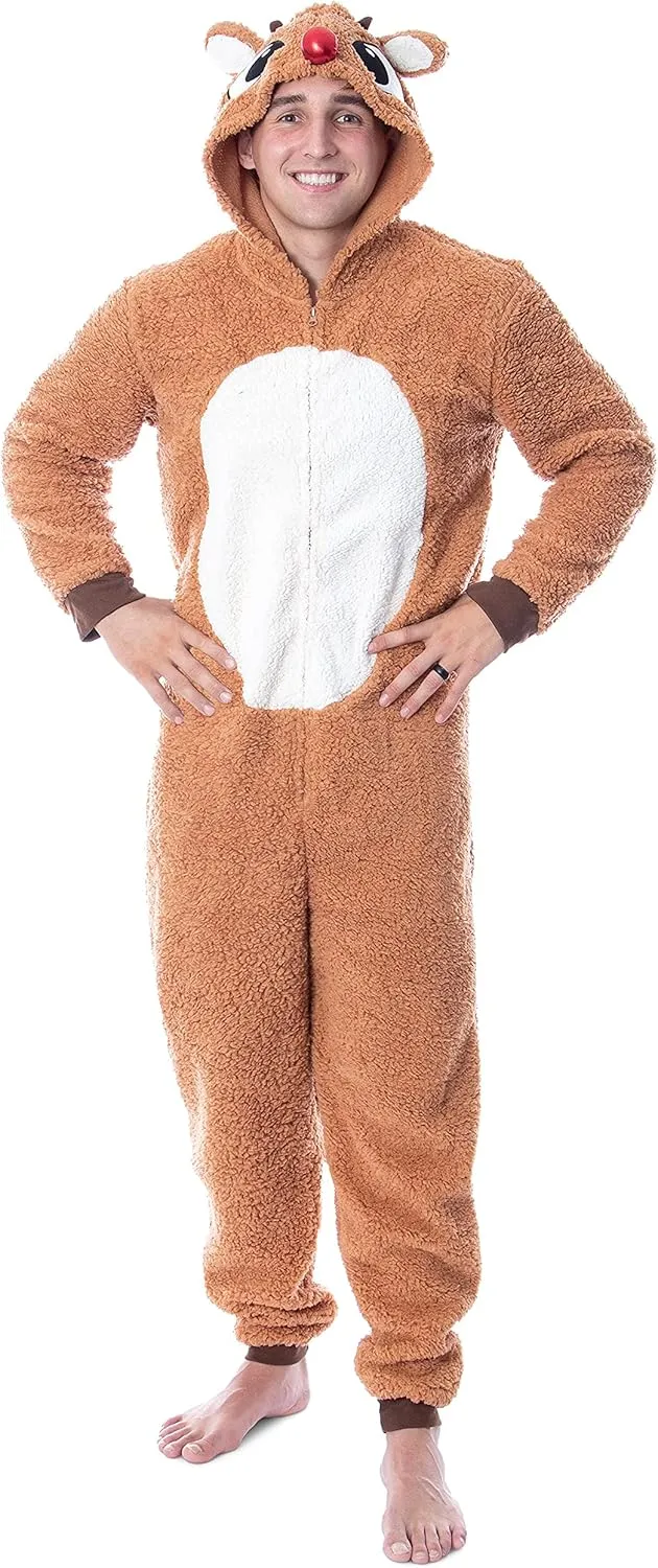Seven Times Six Rudolph The Red-Nosed Reindeer Adult Sherpa Fleece Union Suit Pajama