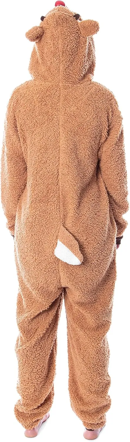 Seven Times Six Rudolph The Red-Nosed Reindeer Adult Sherpa Fleece Union Suit Pajama