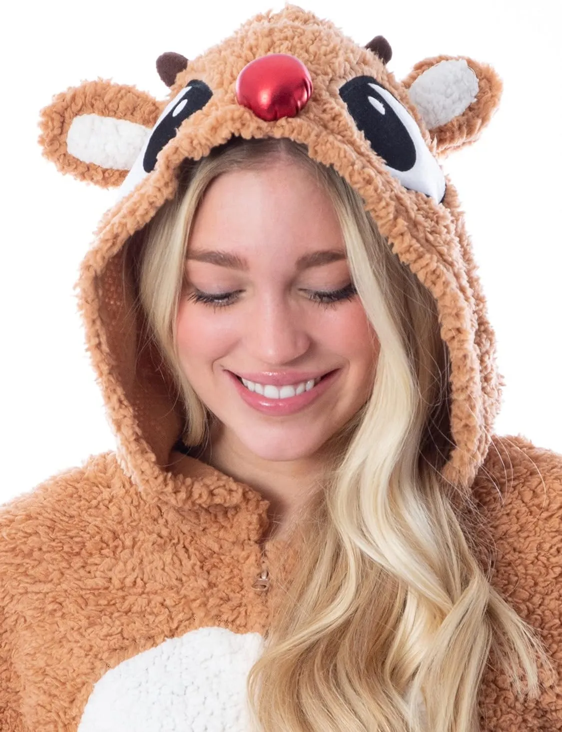 Seven Times Six Rudolph The Red-Nosed Reindeer Adult Sherpa Fleece Union Suit Pajama