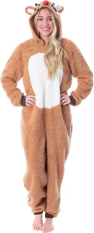 Seven Times Six Rudolph The Red-Nosed Reindeer Adult Sherpa Fleece Union Suit Pajama