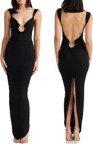 Sexy Backless Dresses for Women Cut Out Bodycon Maxi Dress Open Back Smocked High Slit Party Long Cocktail Dresses