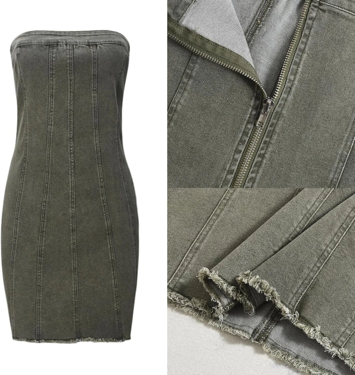 Sexy Denim Strapless Dresses for Women Y2K Jeans Corset Backless Tube Bodycon Mini Dress Clubwear