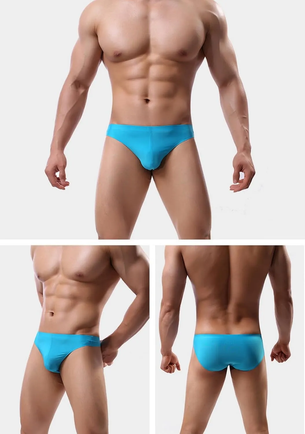 Sexy Men Ice Silk Underwear Seamless Bikini Pants Breathable Thin Men's Briefs U Convex Pouch Panties