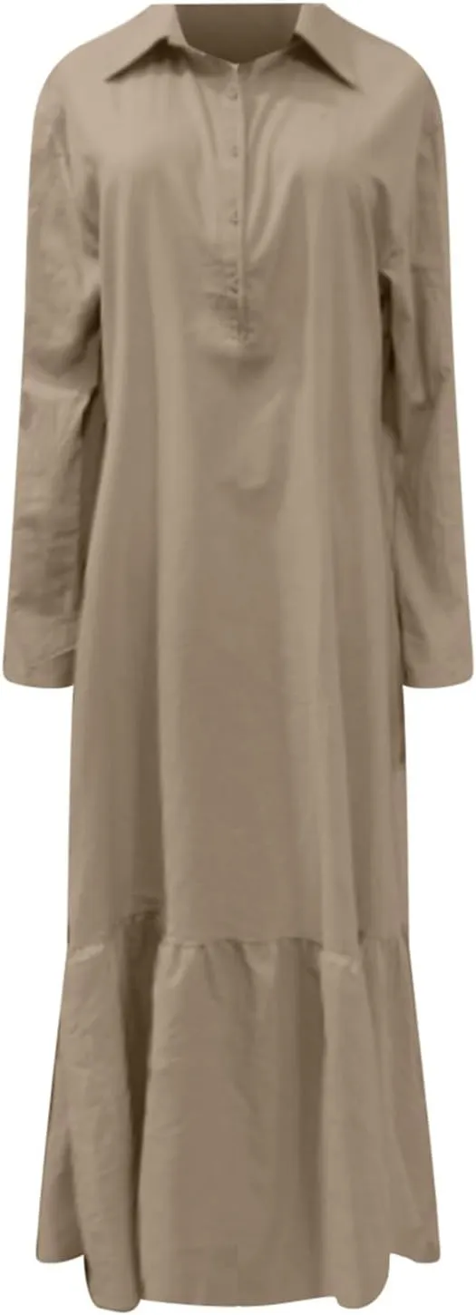 Sexy Summer Dresses for Women 2024 Long Button Maxi Shirt Dress Royal Blue Dresses for Women Office Dresses for Women