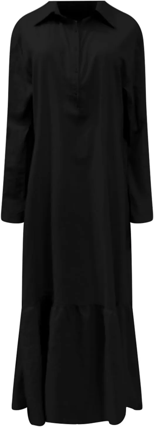 Sexy Summer Dresses for Women 2024 Long Button Maxi Shirt Dress Royal Blue Dresses for Women Office Dresses for Women