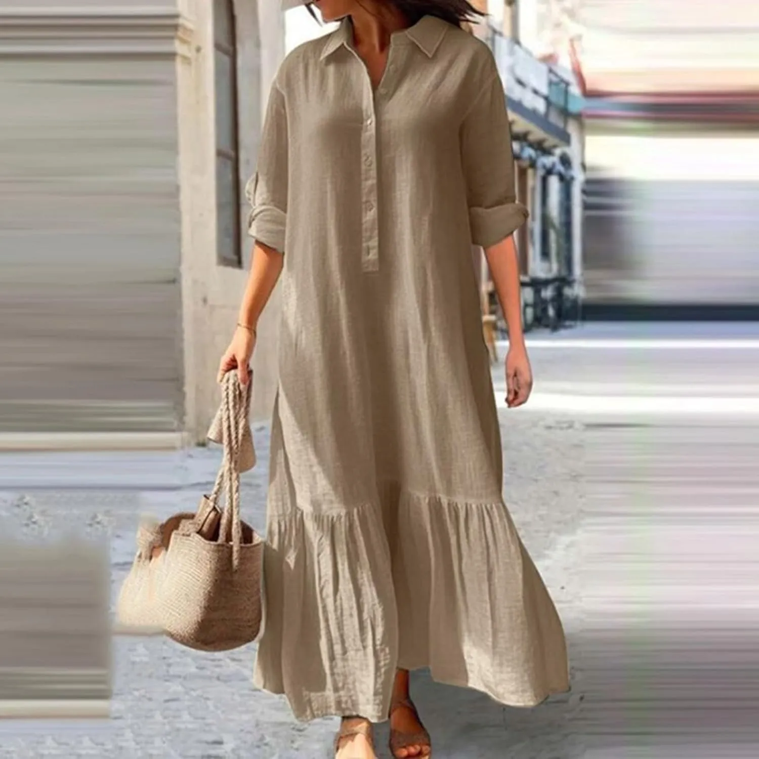 Sexy Summer Dresses for Women 2024 Long Button Maxi Shirt Dress Royal Blue Dresses for Women Office Dresses for Women