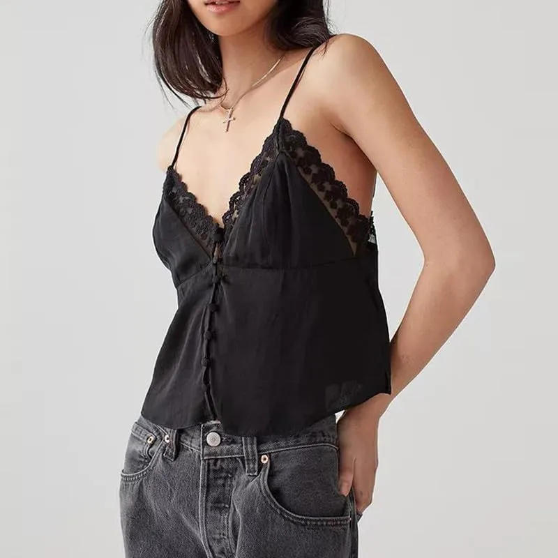 Sexy Women Deep V Neck Halter Top Open Back Tie Knot Backless Crop Camisole Y2K Night Party Club Wear Streetwear