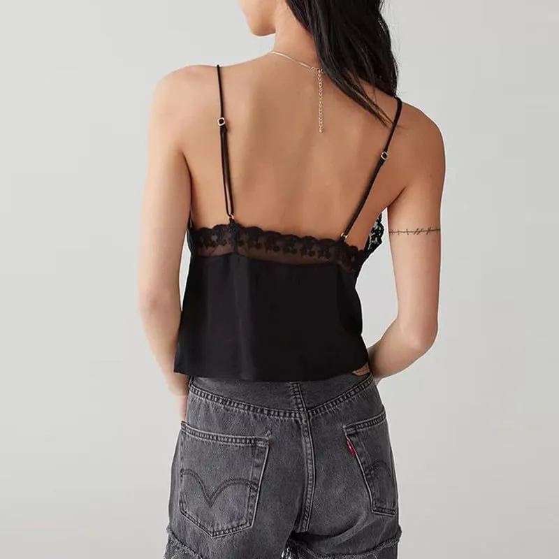 Sexy Women Deep V Neck Halter Top Open Back Tie Knot Backless Crop Camisole Y2K Night Party Club Wear Streetwear