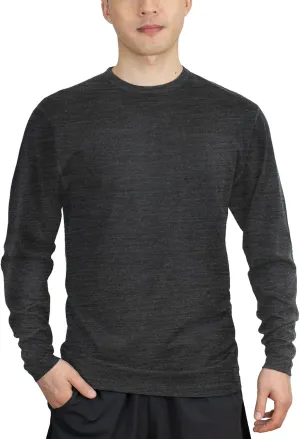 SHEEP RUN 100% Merino Wool Men's Wicking Breathable Base Layer Hiking Running Long Sleeve Shirt