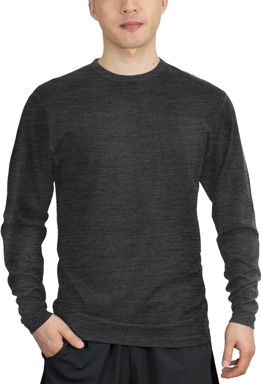 SHEEP RUN 100% Merino Wool Men's Wicking Breathable Base Layer Hiking Running Long Sleeve Shirt