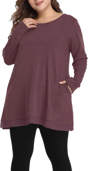 Shiaili Heather Plus Size Tunic Tops for Women Long Flowy Shirts for Leggings