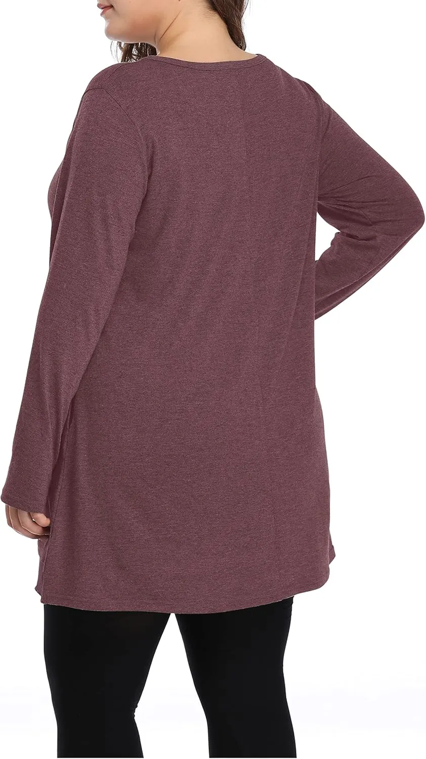 Shiaili Heather Plus Size Tunic Tops for Women Long Flowy Shirts for Leggings