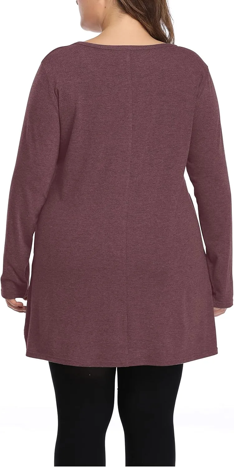 Shiaili Heather Plus Size Tunic Tops for Women Long Flowy Shirts for Leggings