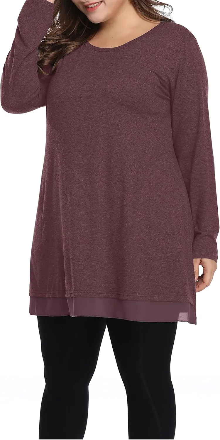 Shiaili Heather Plus Size Tunic Tops for Women Long Flowy Shirts for Leggings