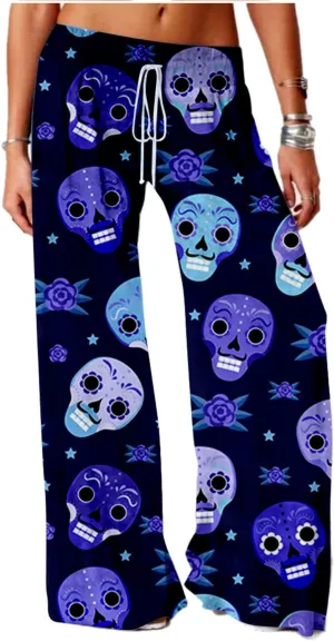 SIAOMA Women's Skull Printing Pants Plus Size Active Yoga Pants Loose Trousers